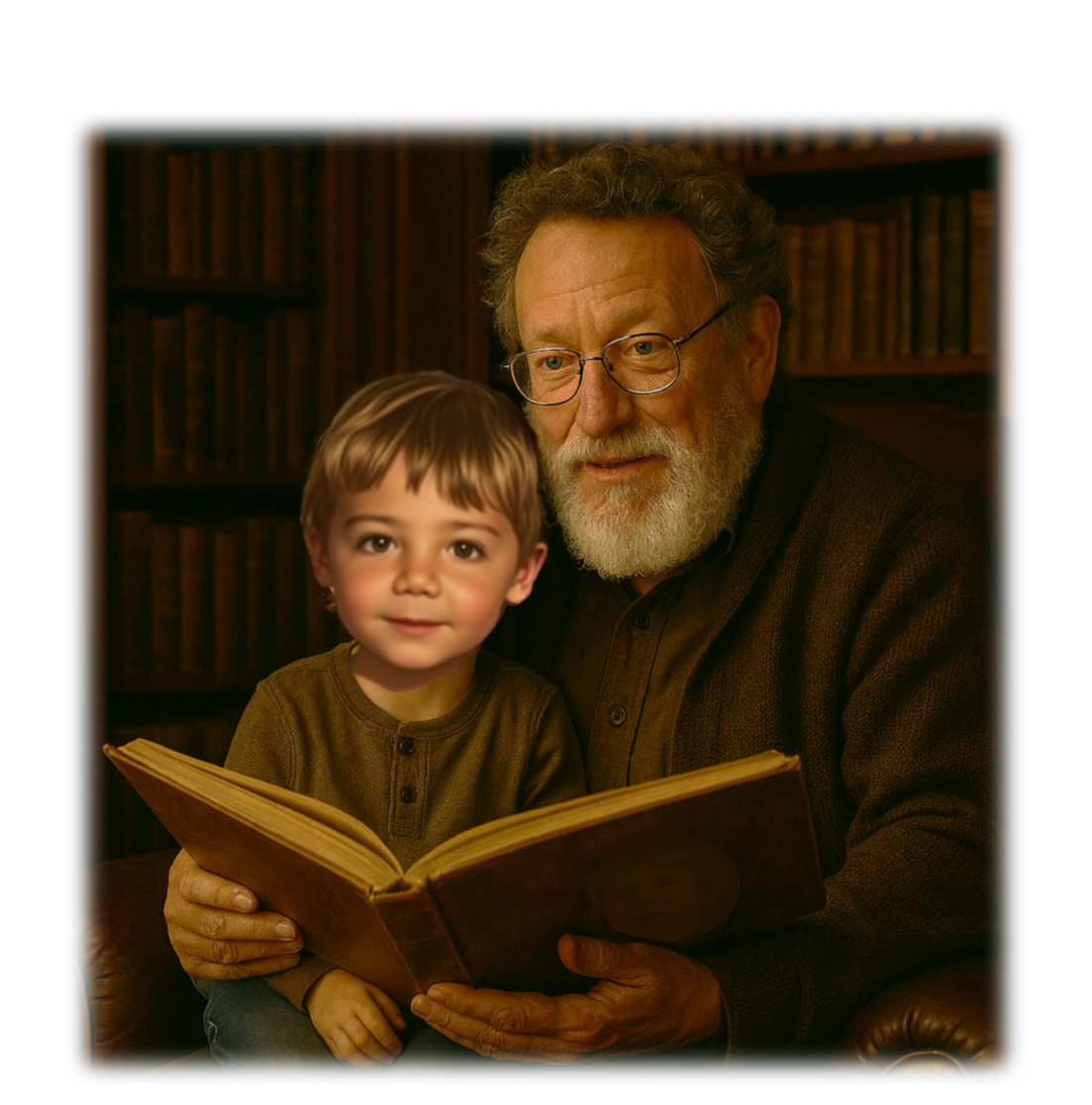 Boy sitting on Grandpa's lap